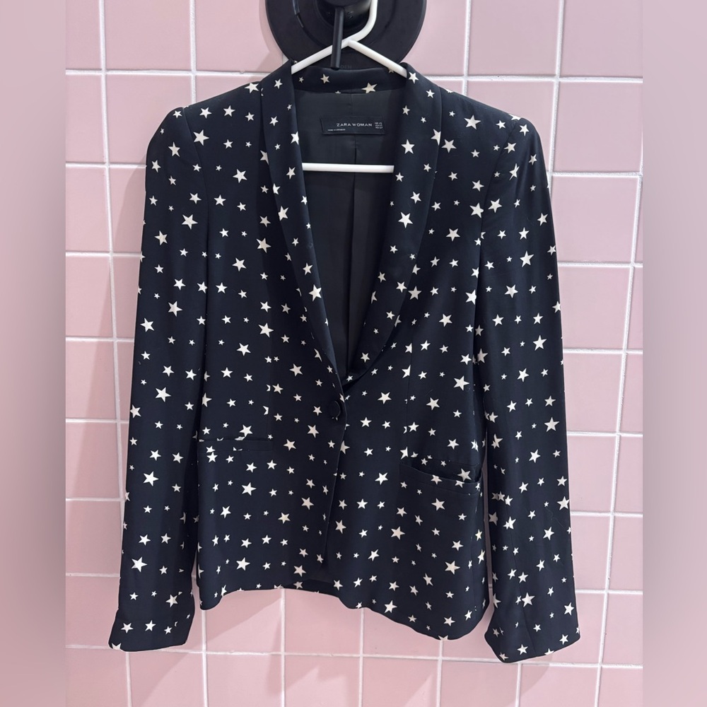 Zara black XS fitted star blazer